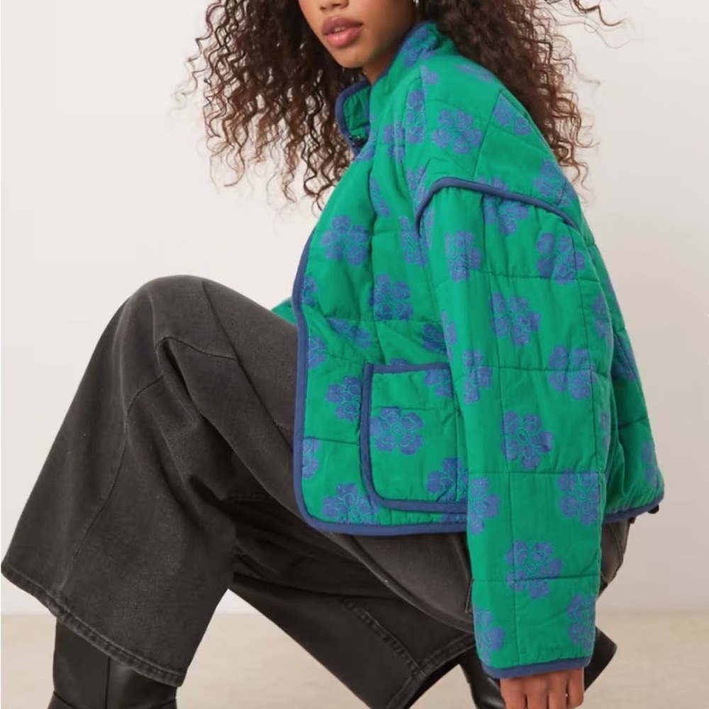 NWT Free People - Chloe Floral Print Padded Jacket (in Grass Combo) - XS - Picture 10 of 10